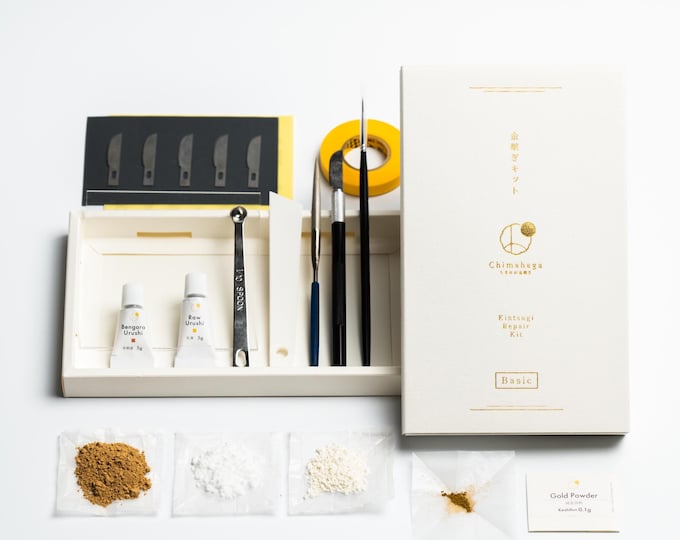 Traditional Kintsugi Repair Kit - Basic - Food Safe, Genuine Gold, Japanese urushi DIY, Chimahaga