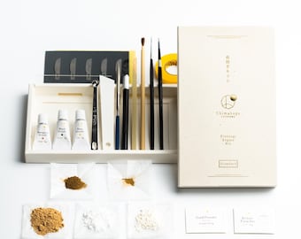 Traditional Kintsugi Repair Kit - Standard - Food Safe, Genuine Gold, Japanese urushi DIY, Chimahaga