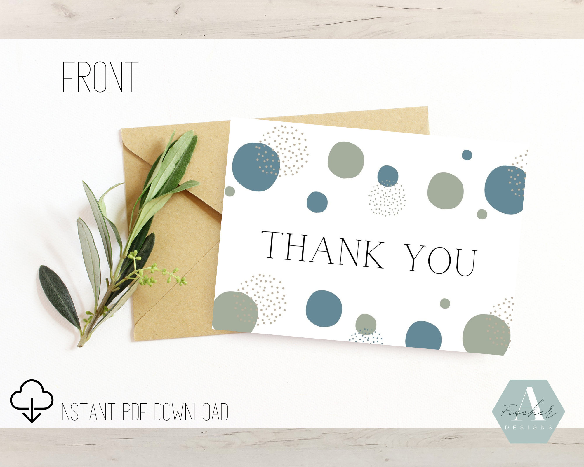 Blue Dots Thank You Card, Thank You Card Printable, Blue Dots Card ...