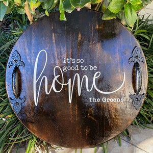 Custom tray with antique handles