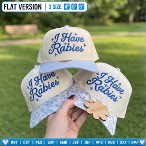 Jag har rabies hatt broderi design, Unhinged Meme Trucker Cap digital fil, retro sarkastisk mörk humor Trucker Hat maskinmönster, PES