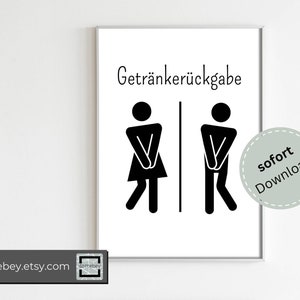 Bathroom poster digital download beverage return