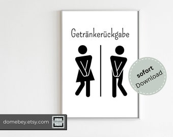 Bathroom poster digital download Drink return
