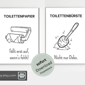Bathroom poster digital download twin pack toilet paper toilet brush definition