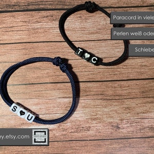Buchstaben Armband Partnerarmband Initialen Herz Surferarmband personalisierbar