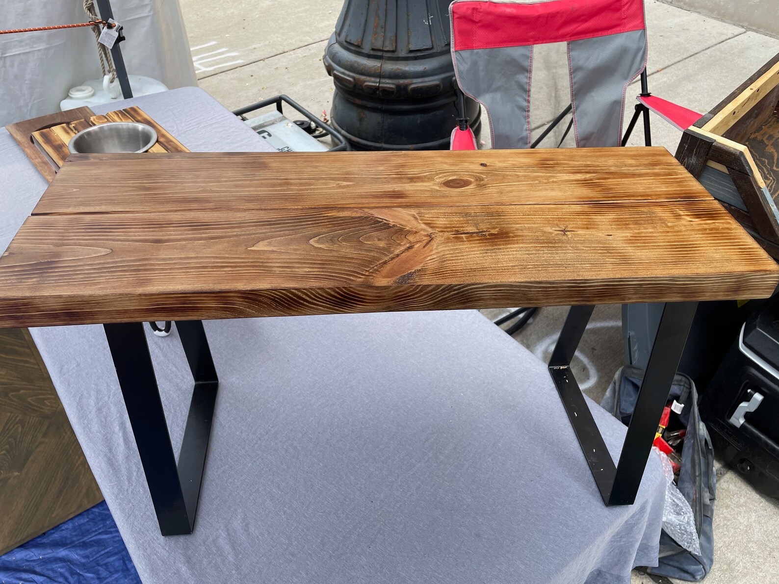 Simple banco de entrada de madera y metal resistente | Etsy