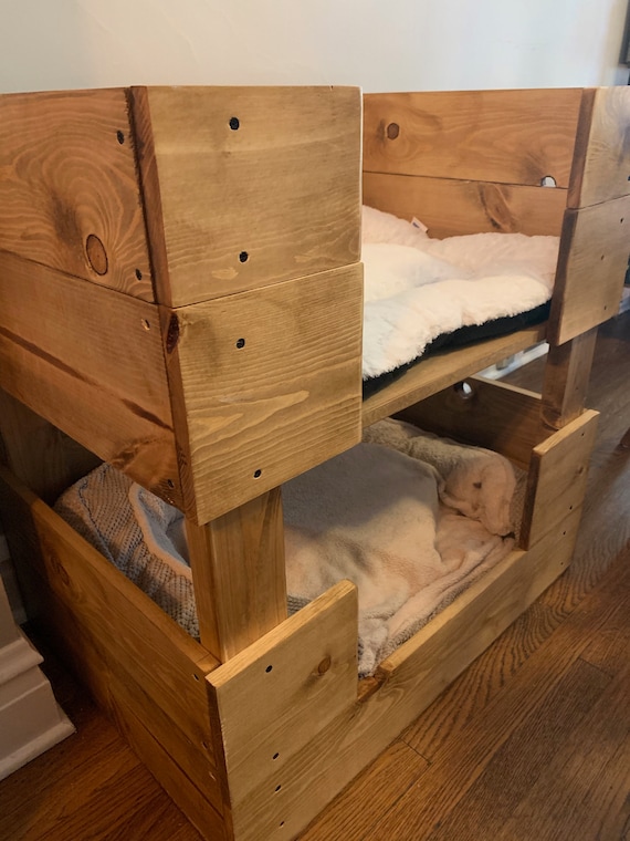 Indoor dog house Doubledecker pet bed Wood dog bed frame Etsy