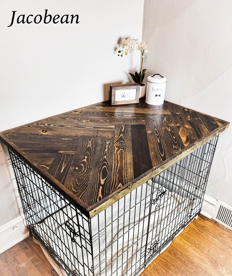 Dog Crate Topper With Lip Wooden Dog Crate Cover Handmade Etsy