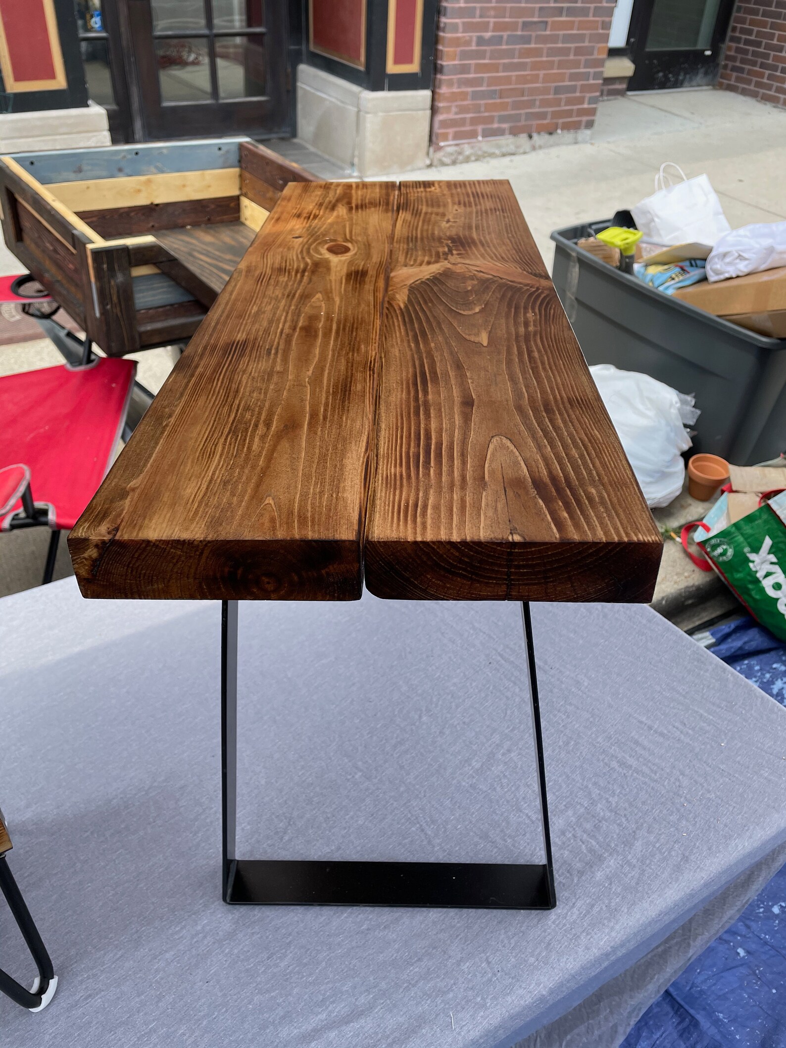 Simple banco de entrada de madera y metal resistente | Etsy