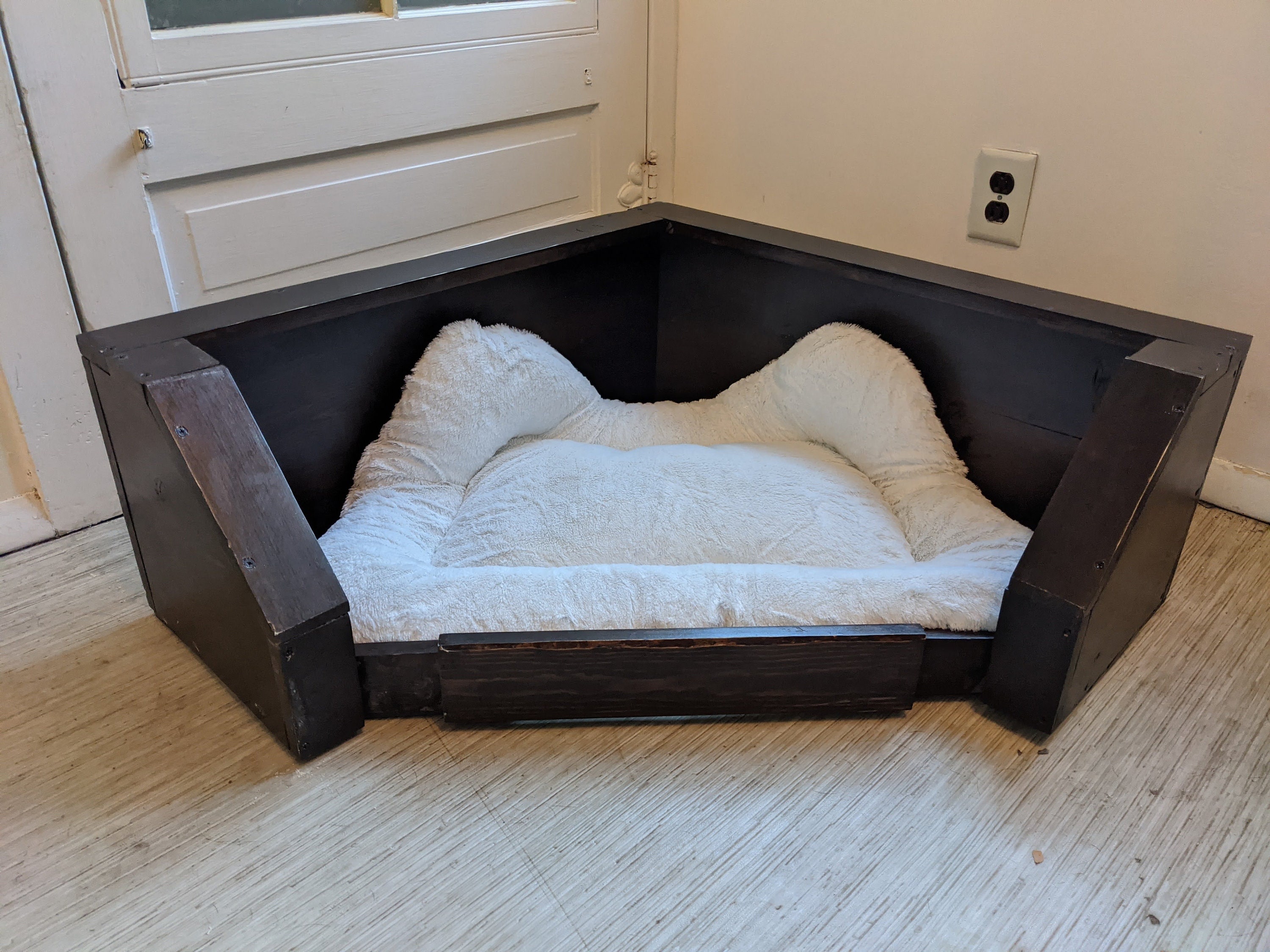 Corner Rustic Dog House Wooden Pet House Corner Dog Bed Etsy