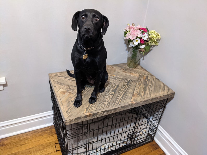 Dog Crate Topper With Lip Wooden Dog Crate Cover Handmade Etsy