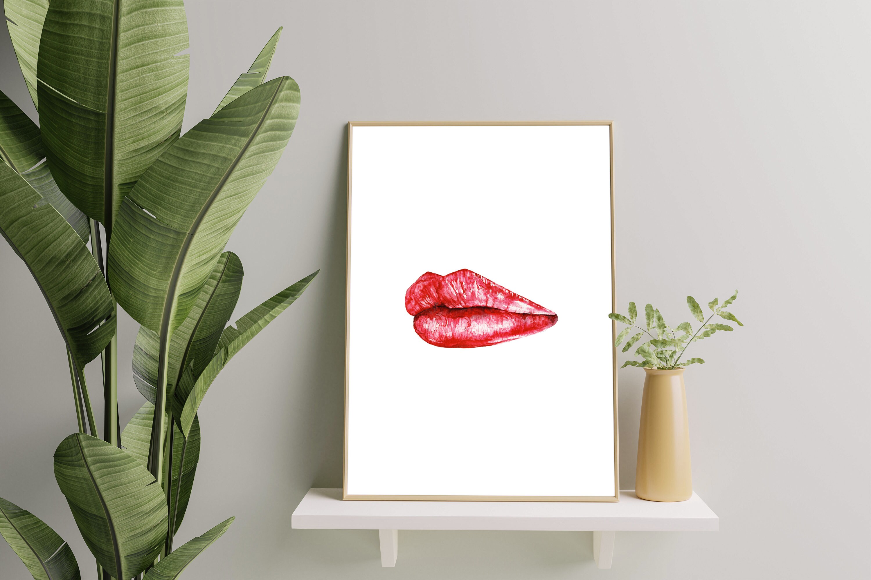 Red lips wall art / lips wall art / fashion wall art / lips Etsy