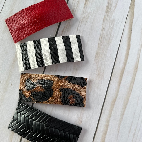 Leopard & Stripes RTS Faux Leather Snap Clips for Girls and Mamas