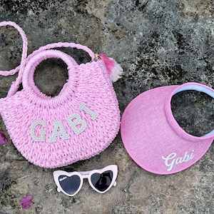 Personalized Beach Bag for Bride and Bridesmaids Pearl Straw Handbag Bride Anniversary Wedding Gift for Bride Customized Beach Handbag