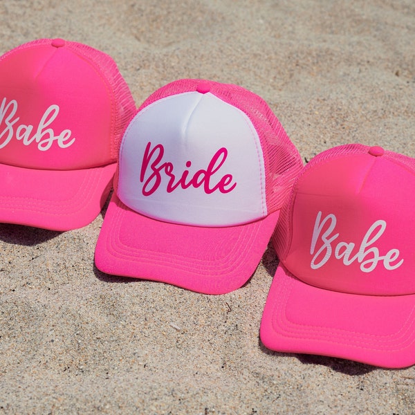 Matching Personalized Trucker Hats For Bridesmaids Maid of Honor Matron of Honor Caps Bride Babe Custom Summer Hats Bachelorette Party Gifts