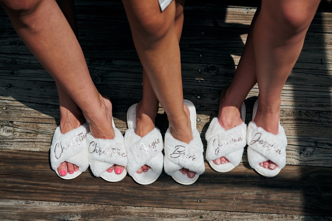 fuzzy slippers bridesmaids