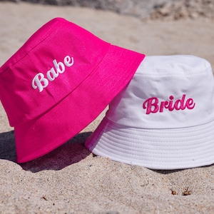 Embroidered Bridesmaids Bucket Hats Bride Babe Bucket Hats Bachelorette Party Hats Maid of Honor Bucket Hat Bridal Shower Gift for Bride image 1