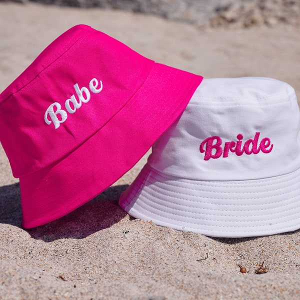 Embroidered Bridesmaids Bucket Hats Bride Babe Bucket Hats Bachelorette Party Hats Maid of Honor Bucket Hat Bridal Shower Gift for Bride