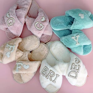 Future Mrs Fluffy Slippers Cozy Slippers Women Gift For Mom Slippers Gift For Her Christmas Gift Women Personalized Pearl Bridal Slippers
