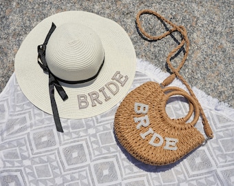 Bride Pearl Floppy Hat Bridesmaids Sun Hats Gift For Bride Beach Bachelorette Party Hats Maid of Honor Sun Hat Bridesmaids Proposal Sun Hats