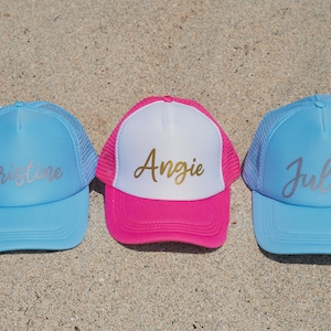 Custom Trucker Hats Summers Women Caps Your Name Bride Squad Hats Bridesmaids Proposal Bachelorette Party White Trucker Hat Gift For Bride