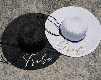 Bride Tribe Sun Hat Summer Floppy Hats for Bridesmaids Maid Of Honor Bridesmaids Proposal Gift Future Mrs Hat With Pearl Bridal Sun Hats