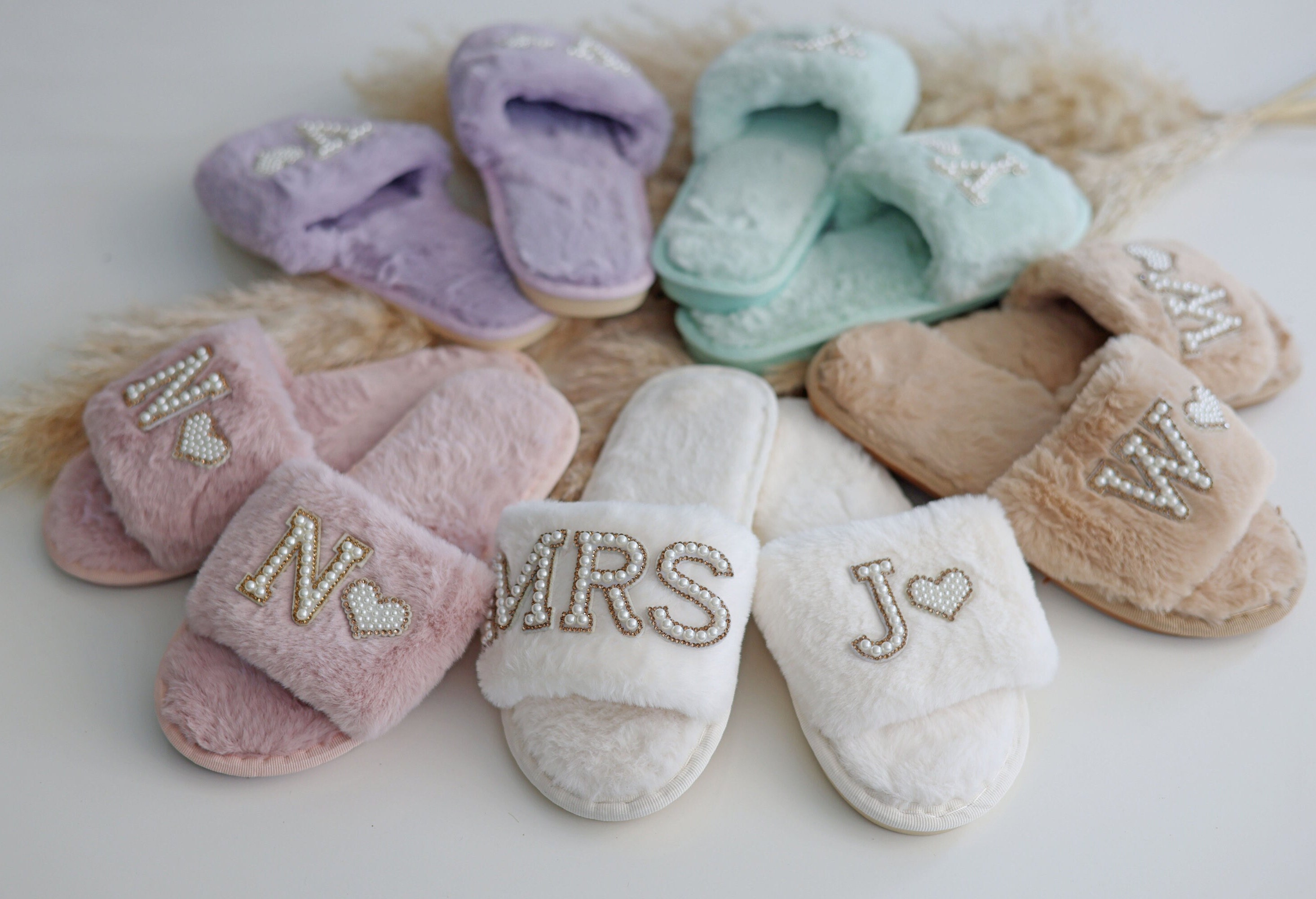 Shoes Personalised Fluffy Slippers Bride Squad Fur Slippers