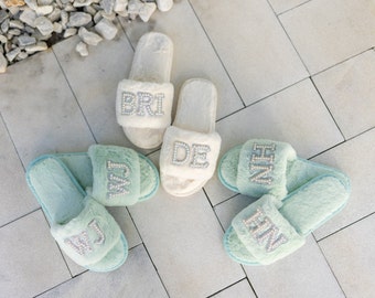 Bride Squad Fur Slippers Mothers Day Slippers Birthday Gift Wedding Day Slippers Bride Fluffy Team Bride Slippers Pearl Slippers Bride Babe