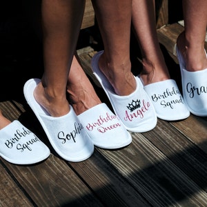 Birthday Queen Birthday Squad Slippers Future Mrs Slippers Wedding Slippers Personalized Women Slippers Open Toe Slippers Bachelorette Party