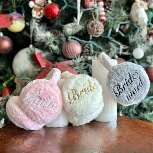 Bride Earmuffs Fluffy Ear Muffs Women Personalized Earmuffs Etsy