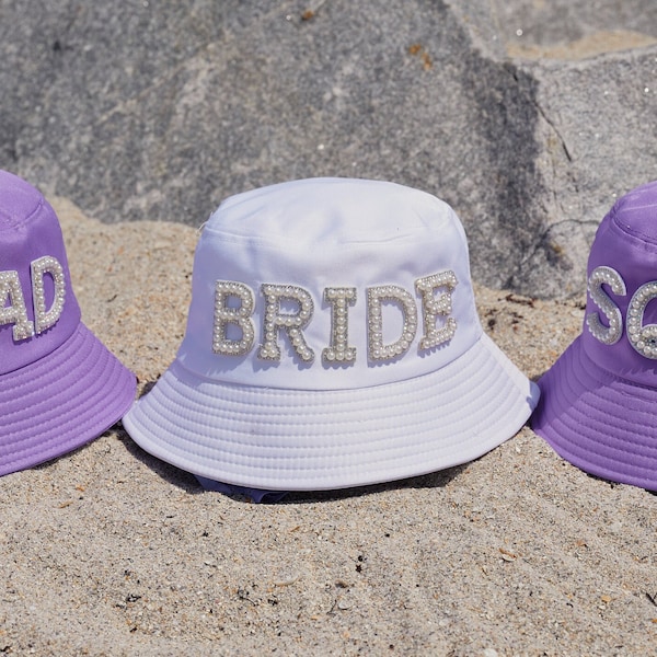 Bride Squad Tribe Pearl Bucket Hat Personalized Bridesmaids Gifts Bridal Shower Gift Wifey Bucket Hat Gift for Bride Future Mrs Bucket Hat