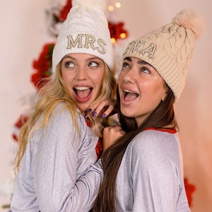 Personalized Bridesmaids Beanie Hat Monogrammed Beanie Knit Hat Warm Beanie Women Birthday Gift Bridal Shower Gift Bridal Beanie Christmas