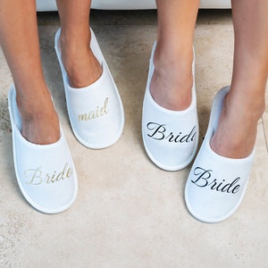 Bridesmaids Custom Slippers Matron of Honor Slippers Mother of the Bride Slippers Personalized Slippers For Groom Bride Bridal Shower Gift