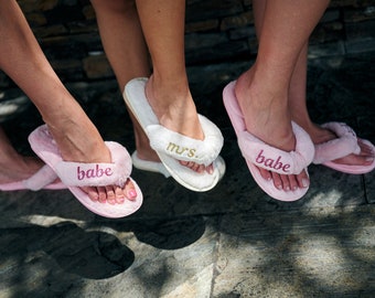 Bride Babe Fluffy Slippers Personalized Gifts for Bridesmaids Bachelorette Party Bride Squad Slippers Sleepover Party Maid of Honor Slippers