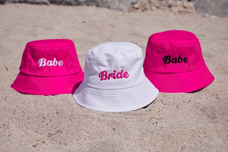 Embroidered Bridesmaids Bucket Hats Bride Babe Bucket Hats Bachelorette Party Hats Maid of Honor Bucket Hat Bridal Shower Gift for Bride image 4