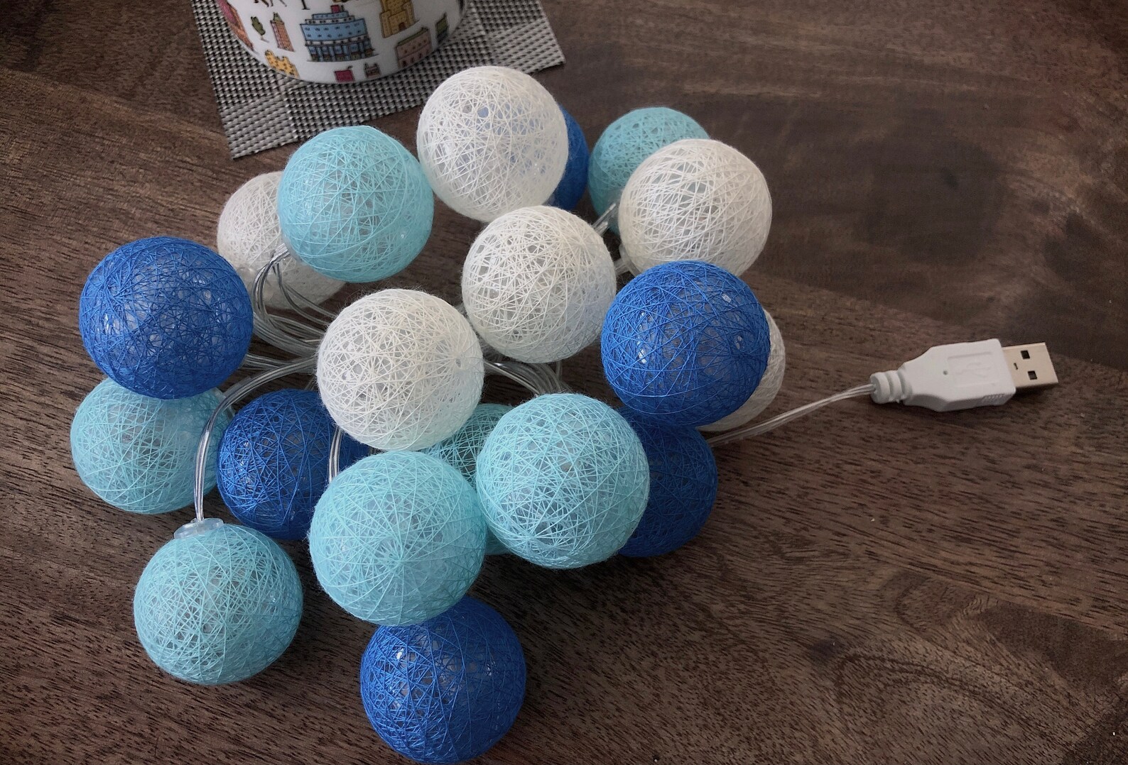 20 LED small cotton ball garland string lights by usb holiday Etsy