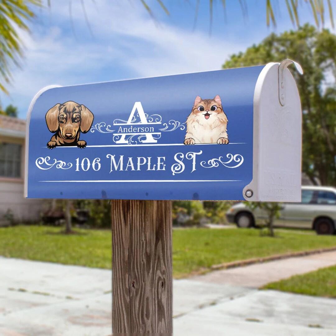 Custom Family Monogram Dog Cat Mailbox Cover Pet Lover Gift Etsy