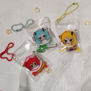 Vocaloid Teto Miku Neru PVC Bag Acyrlic Keychain Shaker Charm