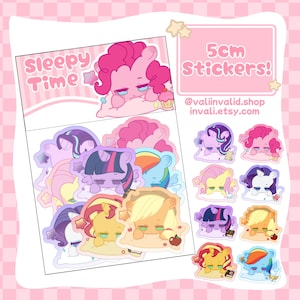 Pony Sleepy Time Vol.1 Chibi 5cm Vinyl Sticker Pack | Custom Finish | MLP Laptop / Water Bottle / Planner / Notebook Sticker