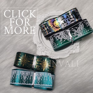 Dark Green Ribbon | Gold Silver Holographic Stamped / Plain Ribbon Craft Supply for Rosette / Bowtie / Bridal Decor DIY