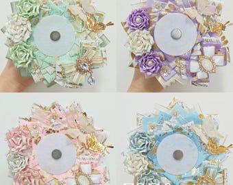 15-17 cm Flower Butterfly Simple Three-Row Anime Cartoon Ita Bag Badge Holder / Rosette | For 60-75mm Badges Pins and Buttons | Artist: ZSC