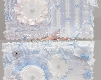 Custom Size Ita Bag Insert | Aesthetic Handcrafted Pastel Blue White Ribbon PVC Ita Board | For Anime Cartoon Badges | Artist: N-1217