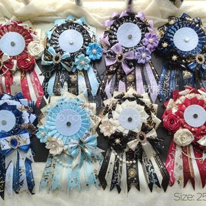 Custom Color Theme Rosette 25-27cm Complex Bowtie Flower Themed Anime / Cartoon Ita Bag Badge Holder | For 58-75mm Badges | Artist: DWTW