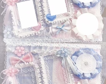 Custom Size Ita Bag Insert | Aesthetic Handcrafted Pastel Pink Blue White Ribbon PVC Ita Board | For Anime Cartoon Badges | Artist: N-1217