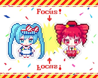 Mesmerizer Pixel Acrylic / Perler Beads Keychain + Fridge Magnet + Stand | Hatsune Miku, Kasane Teto