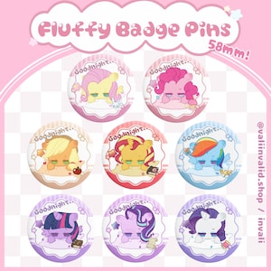 Pony Sleepy Time Squishy 58mm Fluffy Pin Badge Button Vol. 1 | MLP Squishy Pin Badge Button Ita Bag