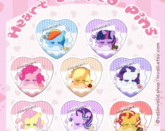 Sleepy Time Vol. 1 56mm Heart Shaped Pin Badge Button | MLP Pin Badge Button Cartoon Pin Pony