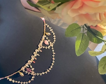 Rose Quartz Adjustable Waist Beads: 18k Gold-Filled Healing Crystal Belly Chain