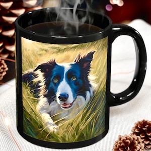 Border-Collie-Hund Kaffeebecher 11 Unze schwarzer Becher