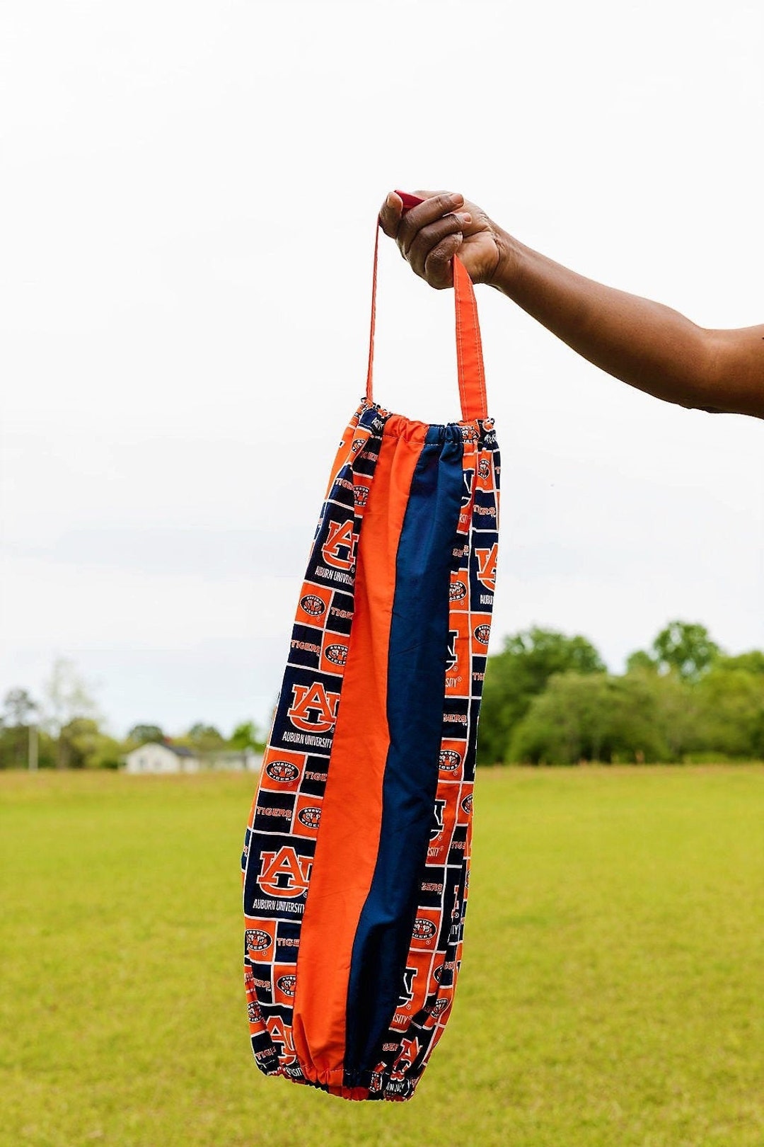 Handsewn Grocery Bag Holder, Kitchen Organizer, Fabric Grocery Bag Holder, Gee's Bend Quilt